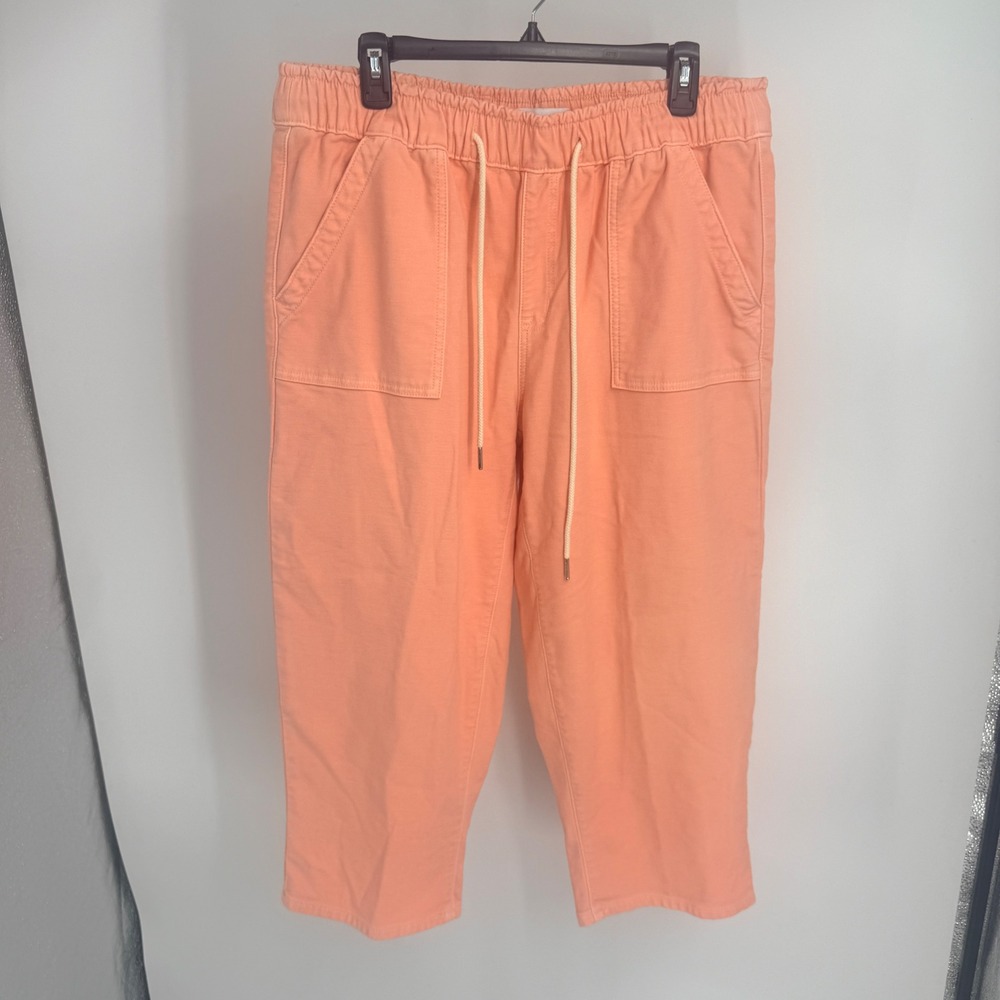 Lane Bryant Womens 14 High Rise Pull On Capri Pants Peach Orange Drawstring